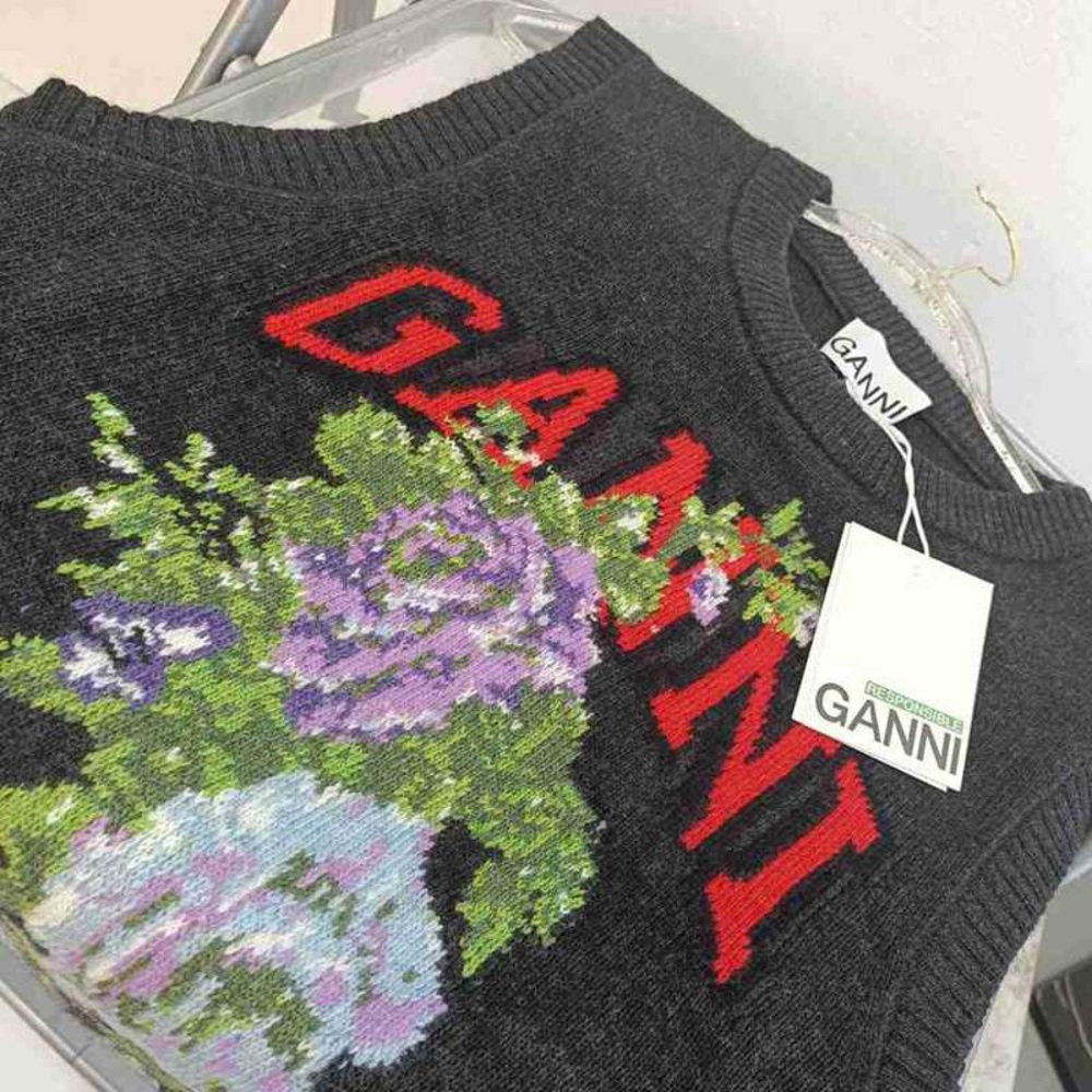 Ganni Charcoal Vest with Floral Embroidery - Picture 8 of 8